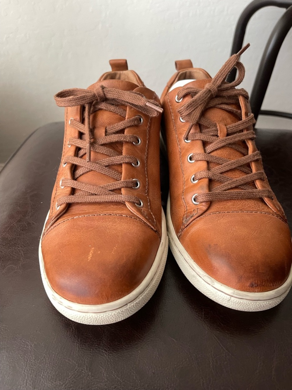 Born Men's Tan Leather Lace-Up Sneakers